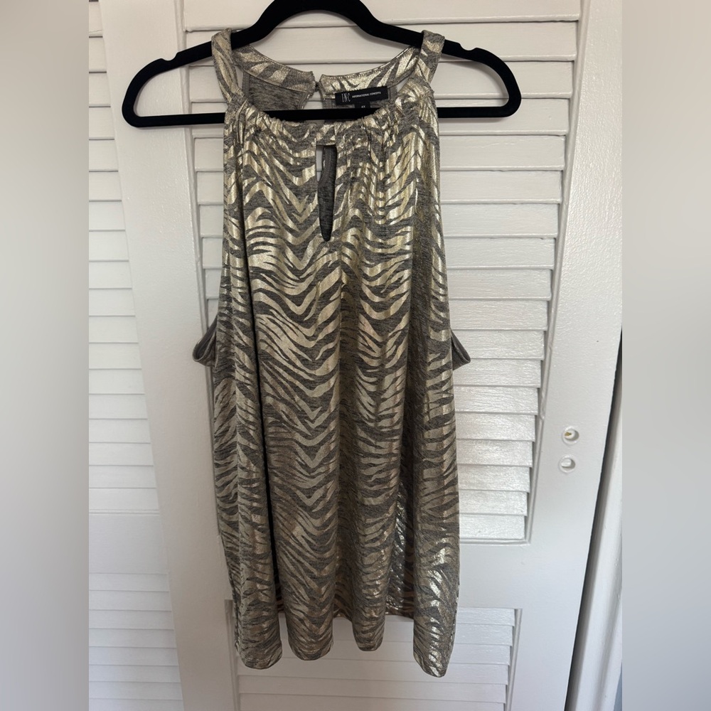 INC International Concepts Metallic Zebra Print Top